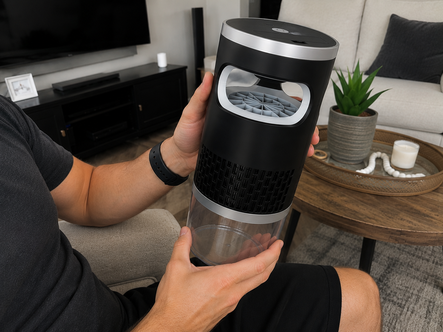 Buzzless AirTrap Go cordless mosquito fruit fly and flying insect trap for indoor and outdoor bug protection