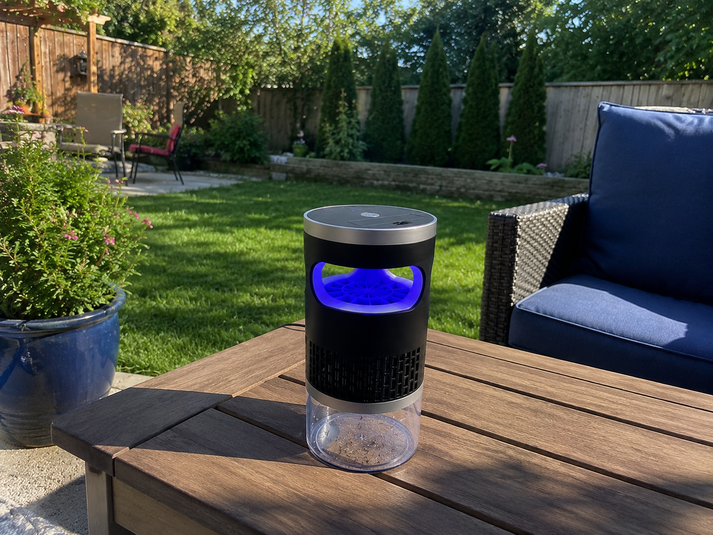 Buzzless AirTrap Go cordless mosquito fruit fly and flying insect trap for indoor and outdoor bug protection